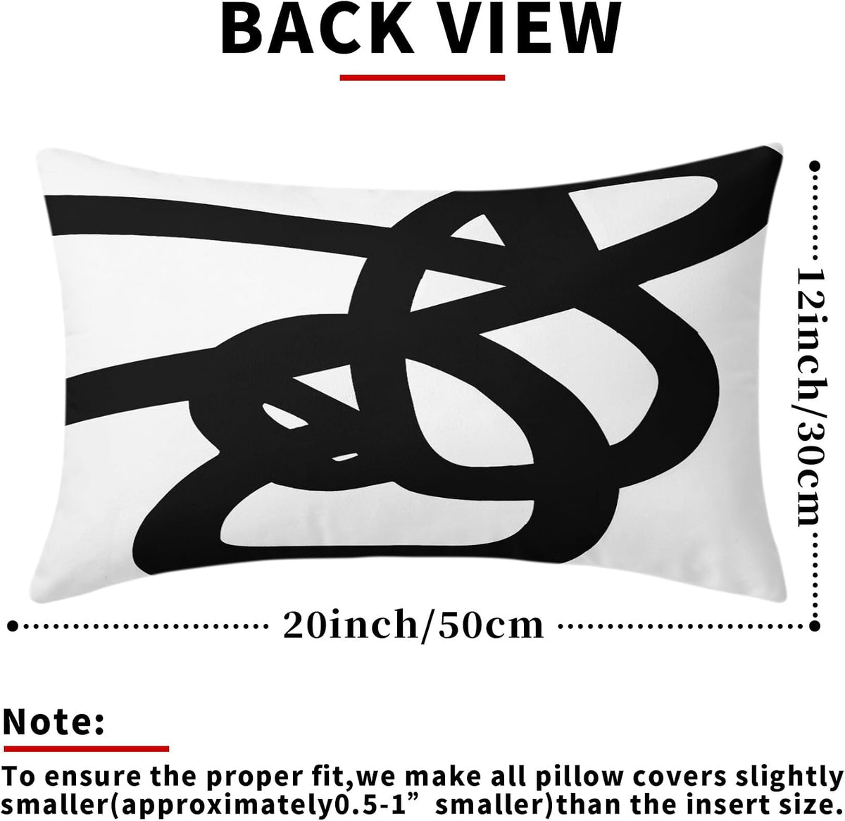 Black and White Lumbar Pillow Covers 12X20 Inch Modern Abstract Graffiti Art Line Decorative Pillow Cases with Zipper Set of 2 Boho Home Decor for Sofa Couch Living Room Bedroom