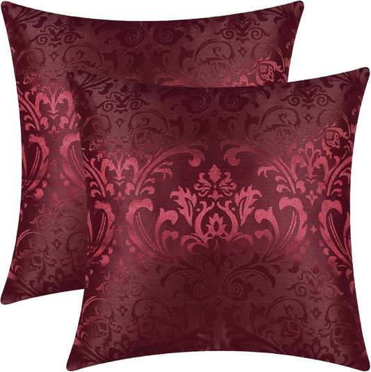 Vintage Throw Pillow Covers Cases 16 X 16 Inches Burgundy