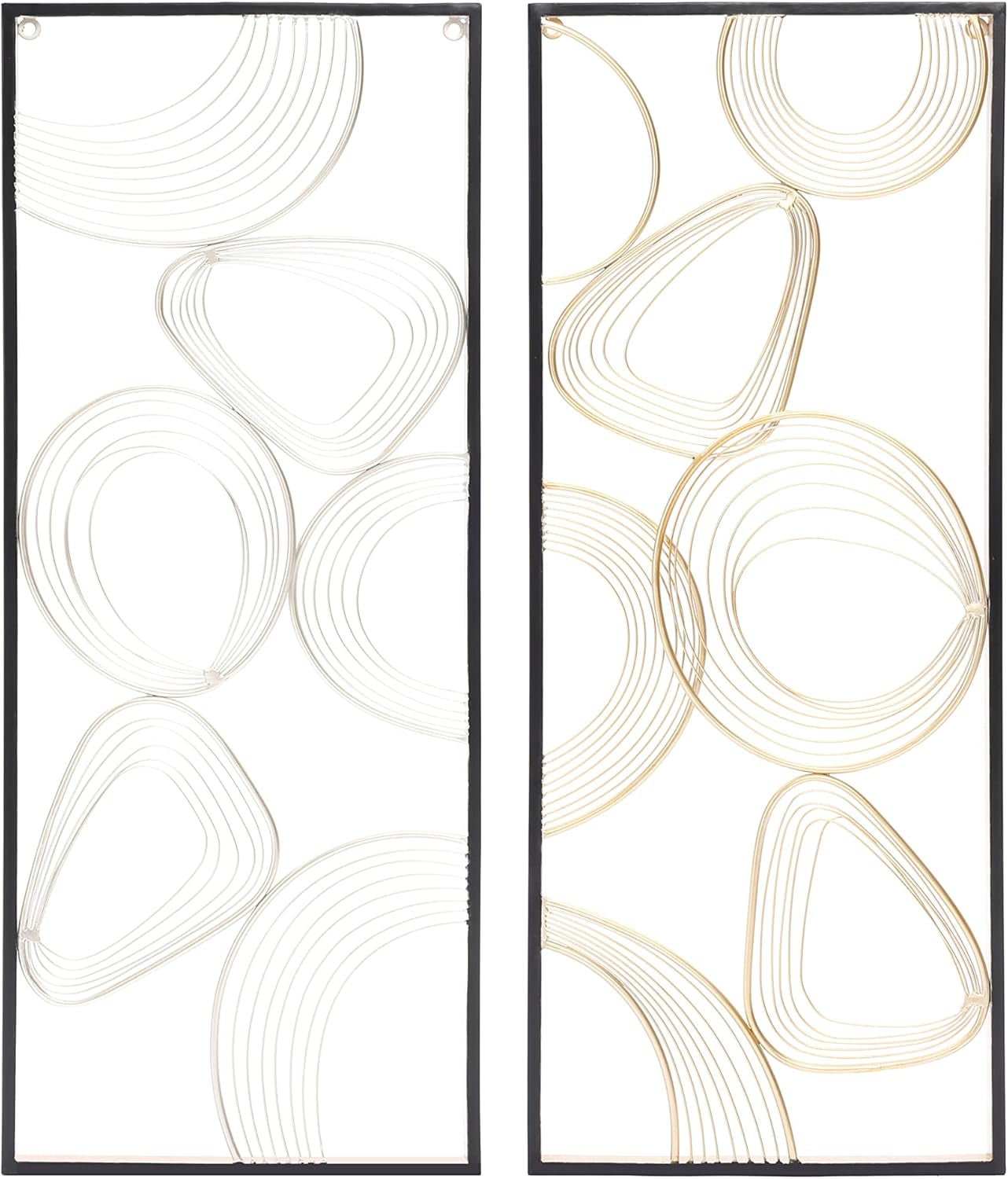 Metal Wall Art, 32" Gold and Silver Handmade Glam Abstract Wall Decor, Set of 2 Luxury