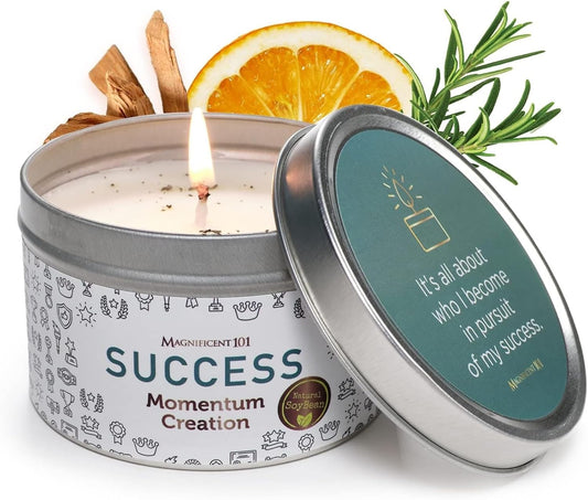 Long Lasting Momentum Creation Candle for Success | 6 Oz - 35 Hour Burn | Sage, Bergamot & Sandalwood Scented Soy Wax Candle for House Energy Cleansing & Manifestation