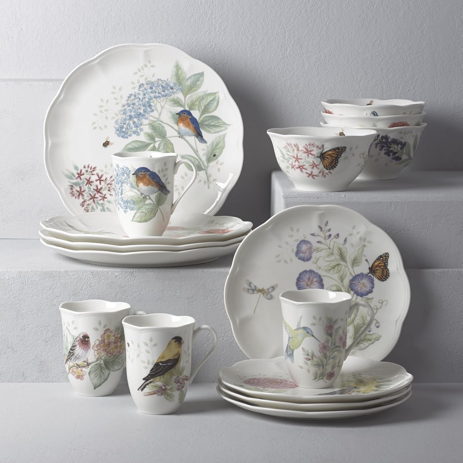 Butterfly Meadow Flutter Porcelain Mugs, Set of 4, Multicolor