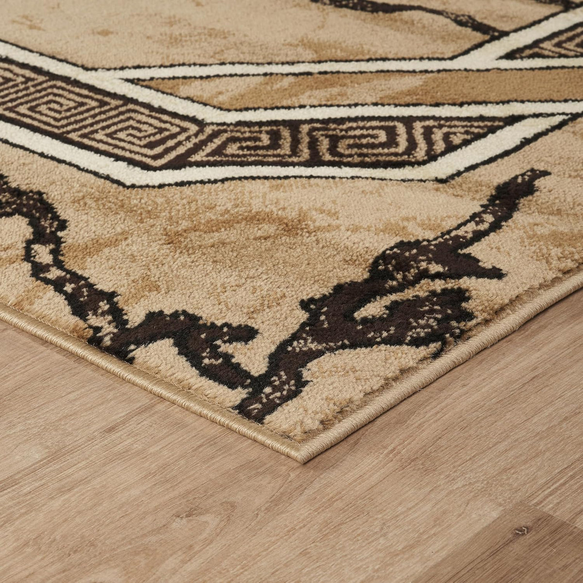Area Rug Modern 2X7 Runner Brown Beige Black Cream Marble Soft Contemporary Floor Carpet with Premium Fluffy Texture for Indoor Living Dining Room and Bedroom Area