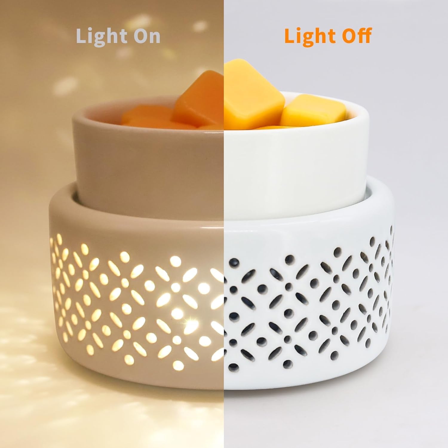Ceramic Wax Melt Warmer - LED Night Light Candle Wax Warmer for Scented Wax, Electric Fragrance Wax Melter for Home
