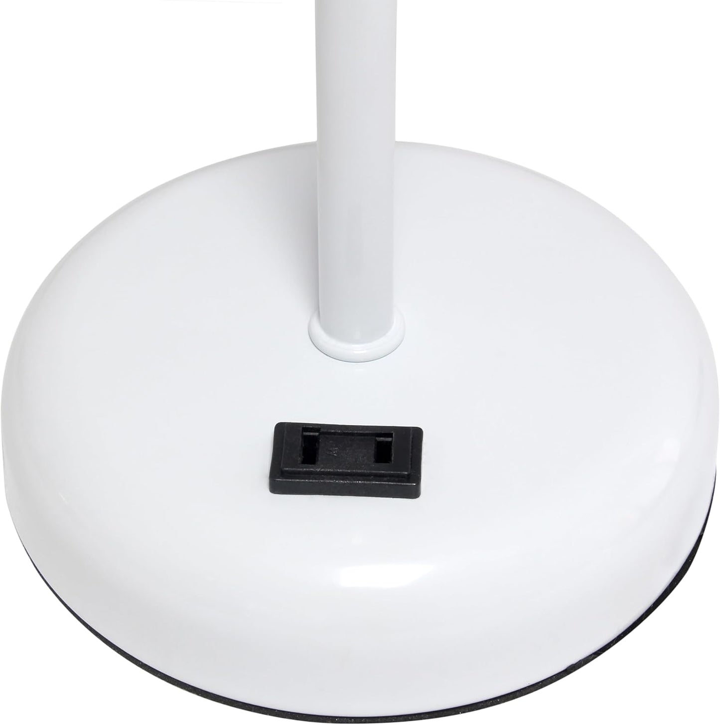 LT1144-WOW Sleek and Slender White Table Lamp with Charging Outlet for Bedroom, White Shade