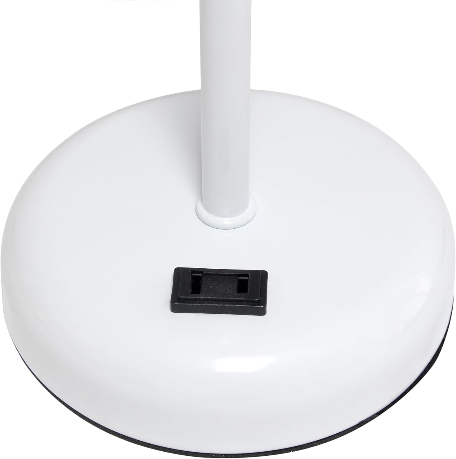 LT1144-WOW Sleek and Slender White Table Lamp with Charging Outlet for Bedroom, White Shade