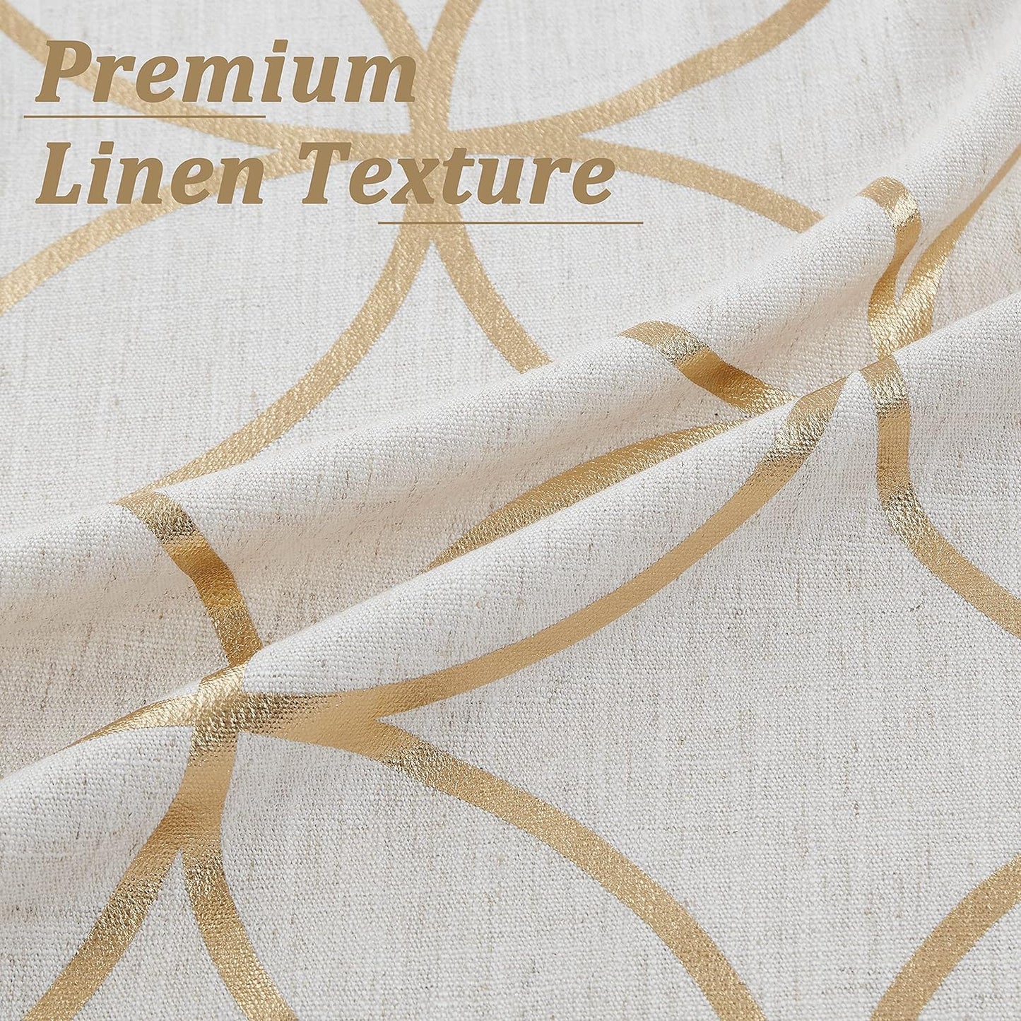 Gold Linen Window Curtain Panels, Grommet Top Panels Set of 2, 55" Wx84 L