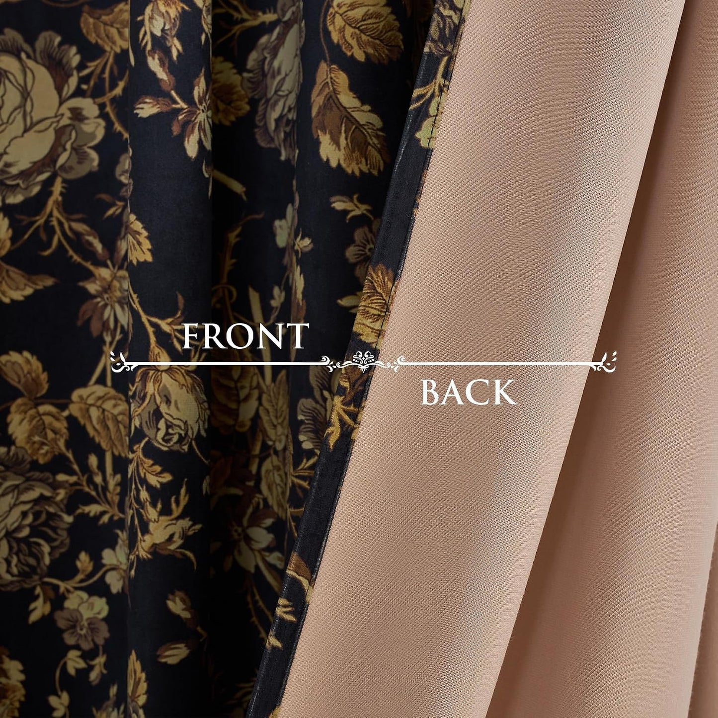 Vintage Floral Curtains 90 Inch 2 Panels Luxury Gold Velvet Drapes