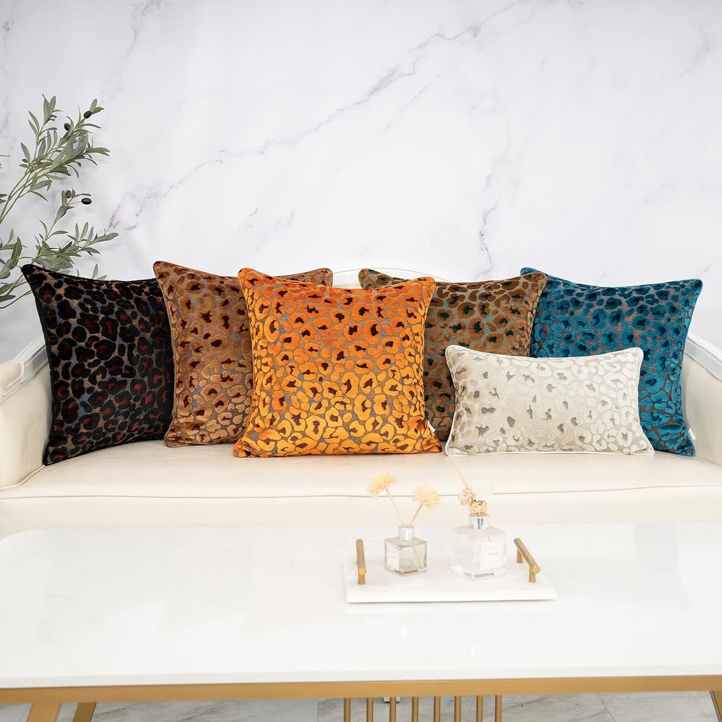Black Floral Throw Pillow Cover 12 X 20 Inch Cut Velvet Rectange Luxury Decorative Lumbar Pillow Cover for Couch Living Room Bedroom