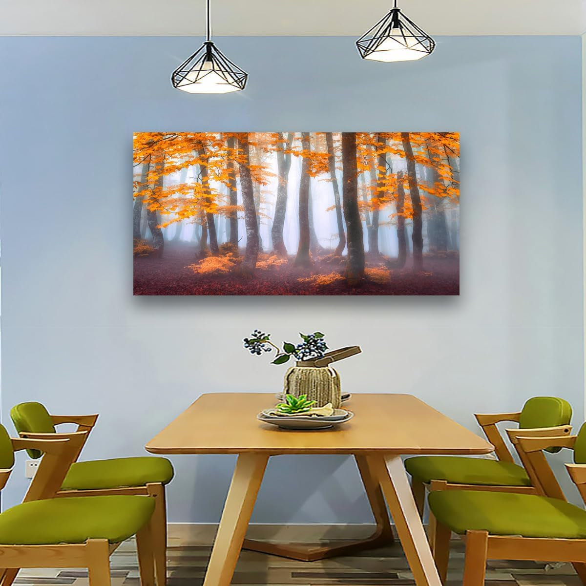 Orange Maple Leaf Tree Canvas Wall Art - 20In * 40Inch