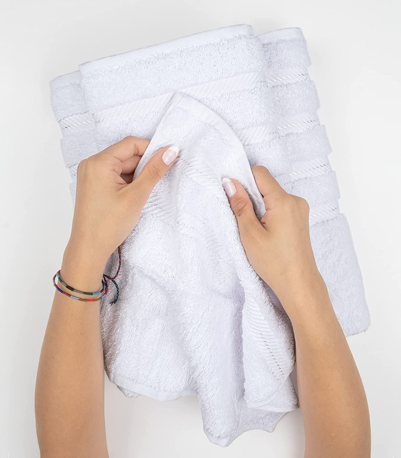 Luxury 6 Piece Towel Set,100% Cotton, White Towel Sets