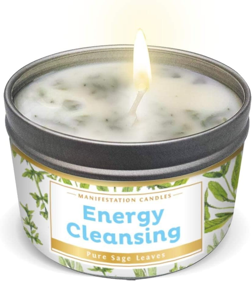 Long Lasting Pure Sage Candle for Manifestation & House Energy Cleansing