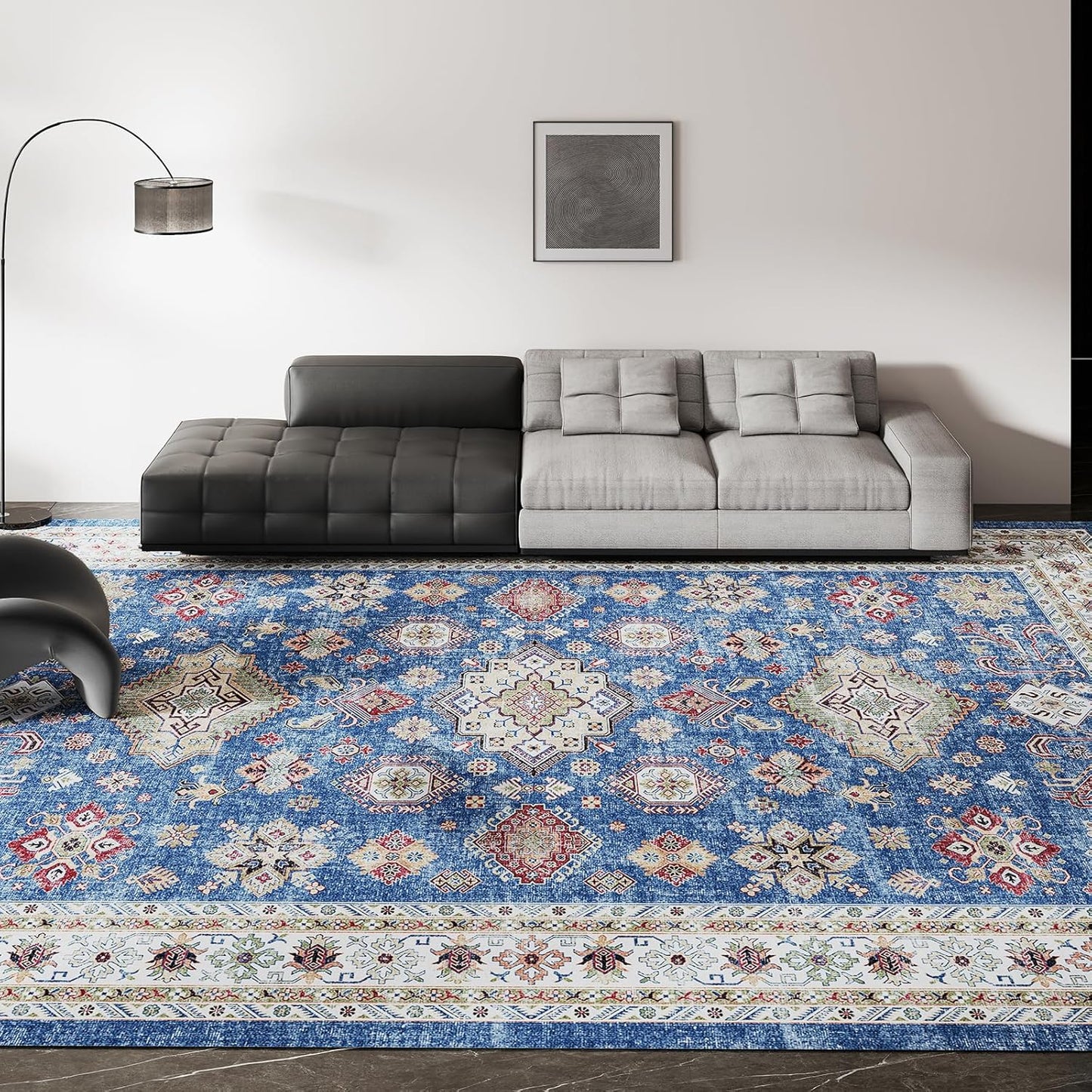 Vintage 8X10 Washable Area Rug, Non-Slip Backing & Durable Edge Binding