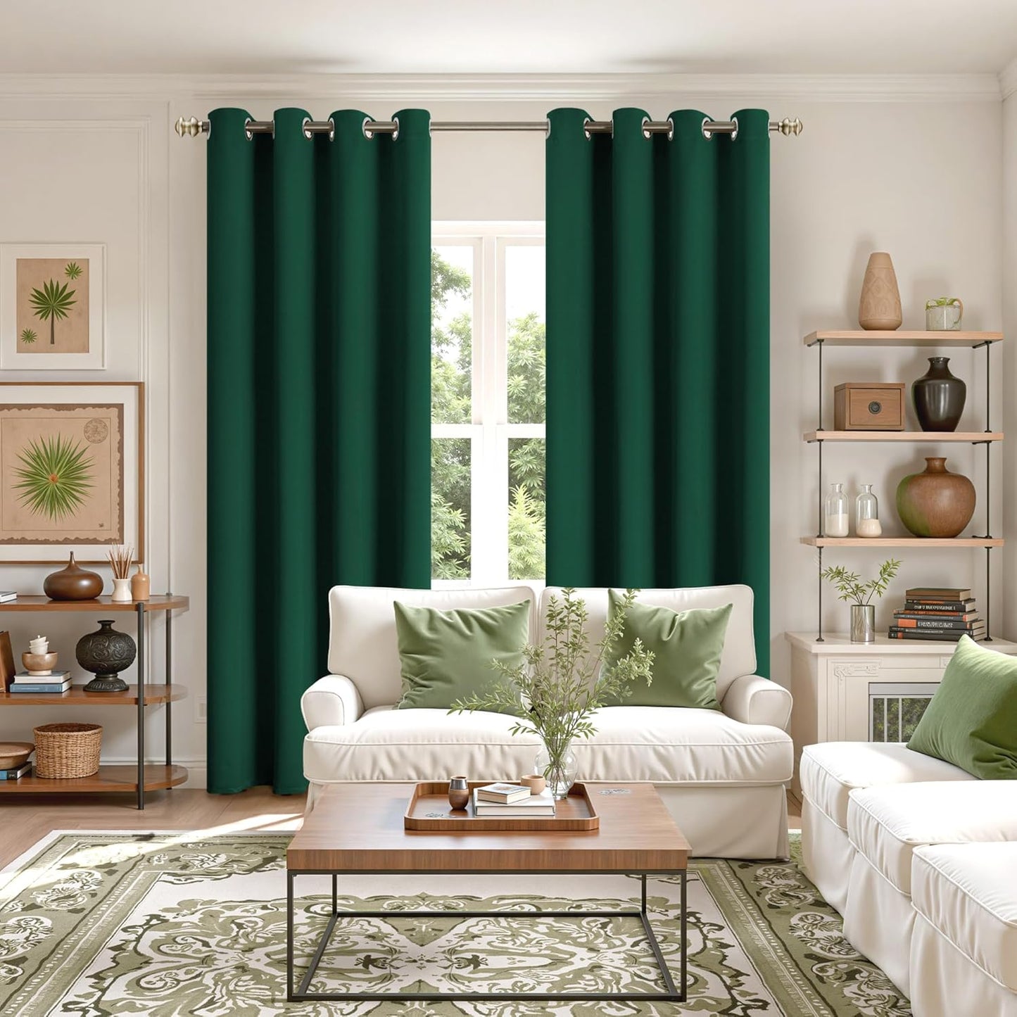 Emerald, Green Blackout Curtains 84 Inch Length - Thermal Insulated with Grommet Room Darkening Window Treatments for, 2 Panels, 52 X 84 Inch