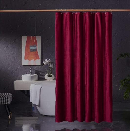 Luxury Velvet Burgundy Shower Curtains for Bathroom, 72 X 72 Inches