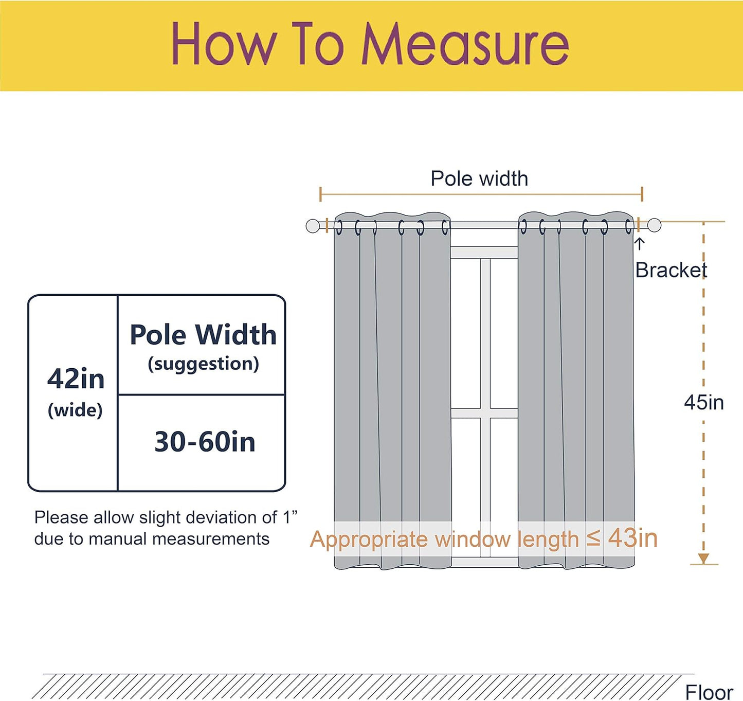 Window Draperies Curtains Panels - Blocking Out 50% Sunlight Curtains (2 Panels, 42 by 45, White)