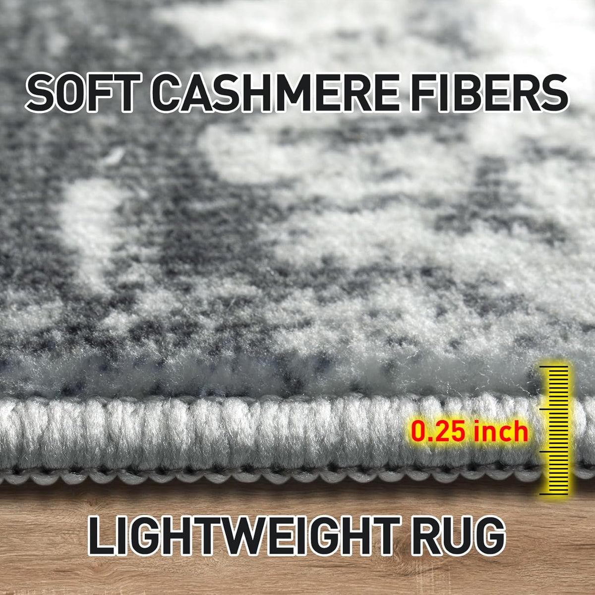 6X9 Area Rugs for Living Room: Washable Abstract Black Grey Gold Carpet