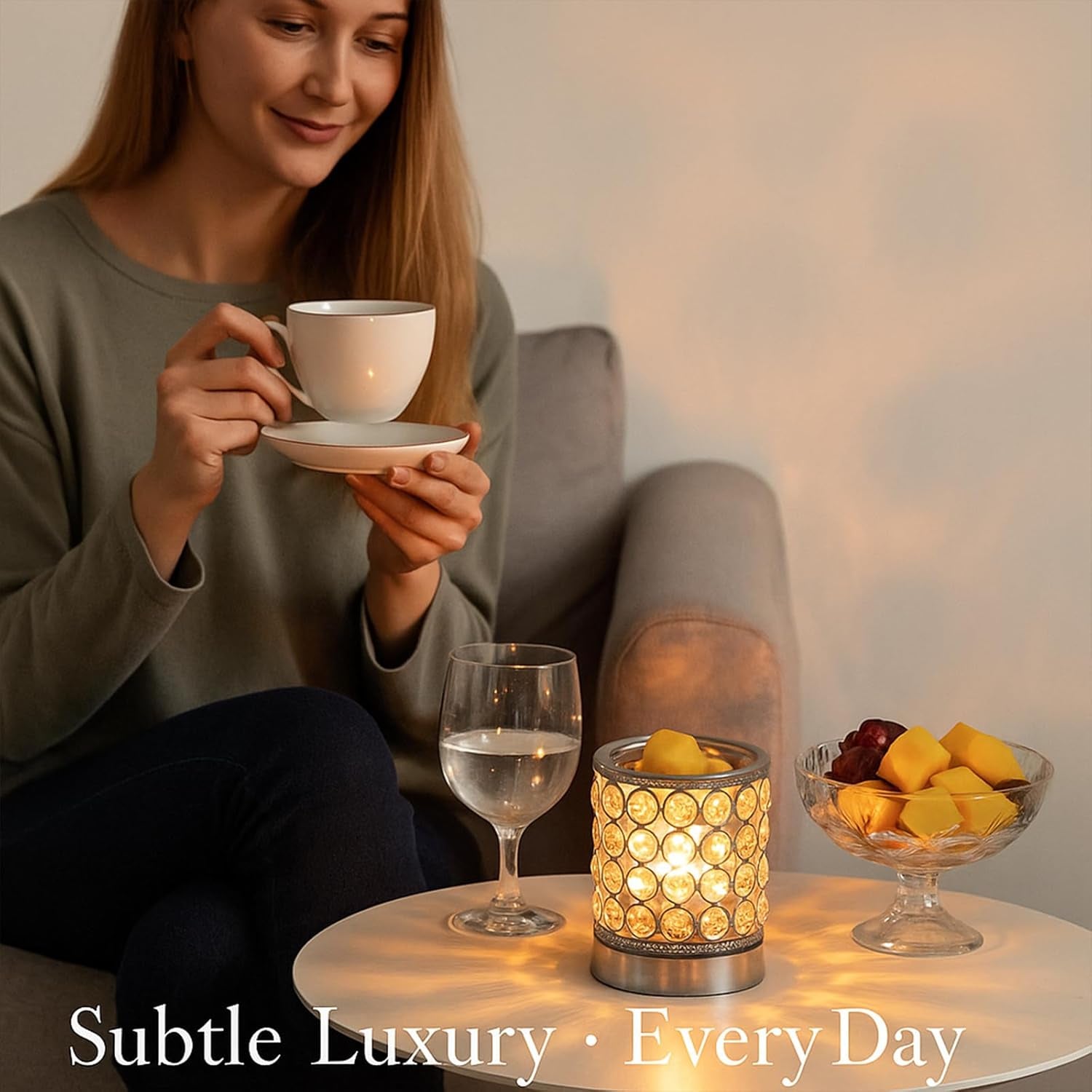Electric Crystal Wax Melt Warmer - Bulb Heating, Elegant Crystal Design, Quickly Melts Wax Blocks, Releases Long-Lasting Fragrance