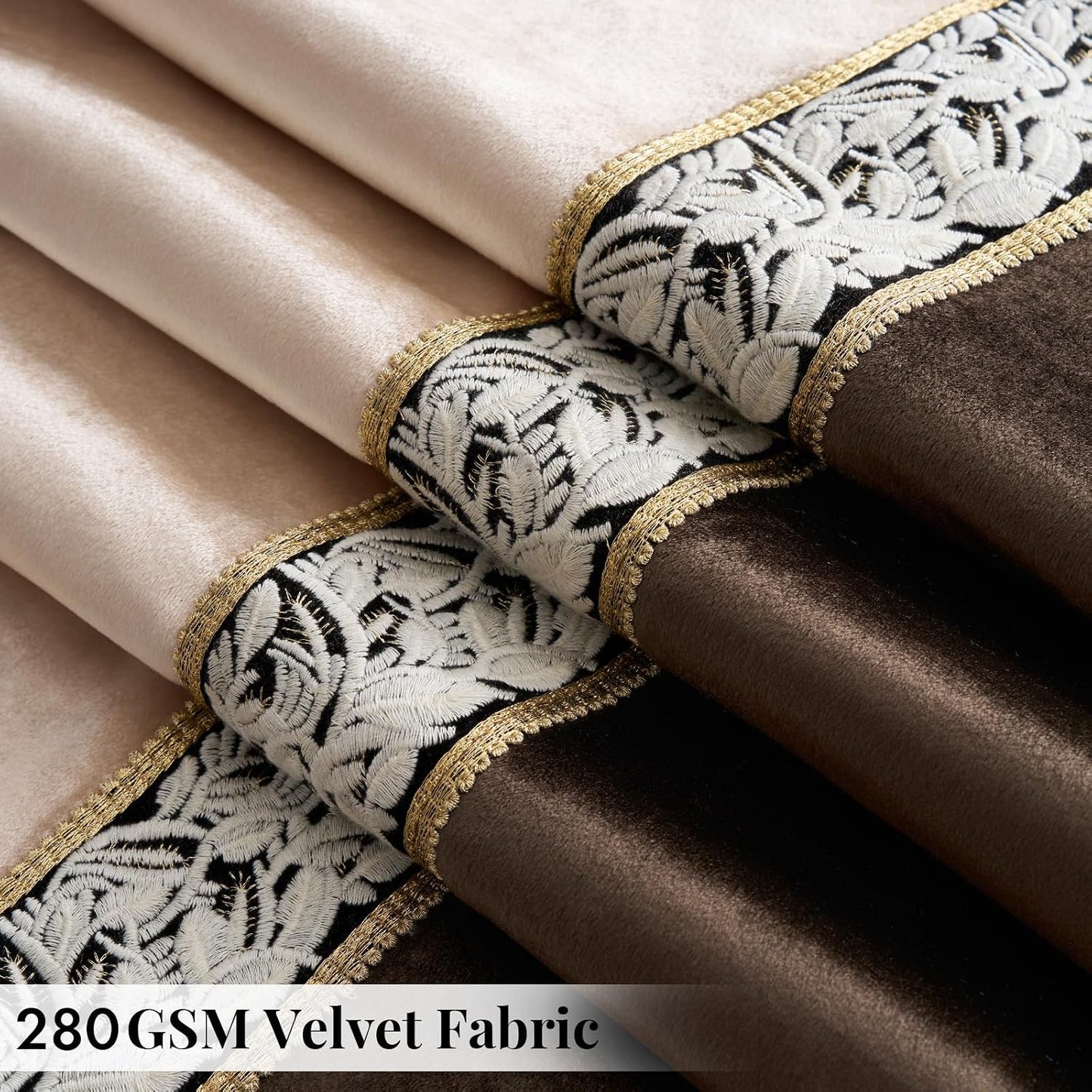 Velvet Curtains 84 Inch for Living Room 2 Panels Champagne Brown