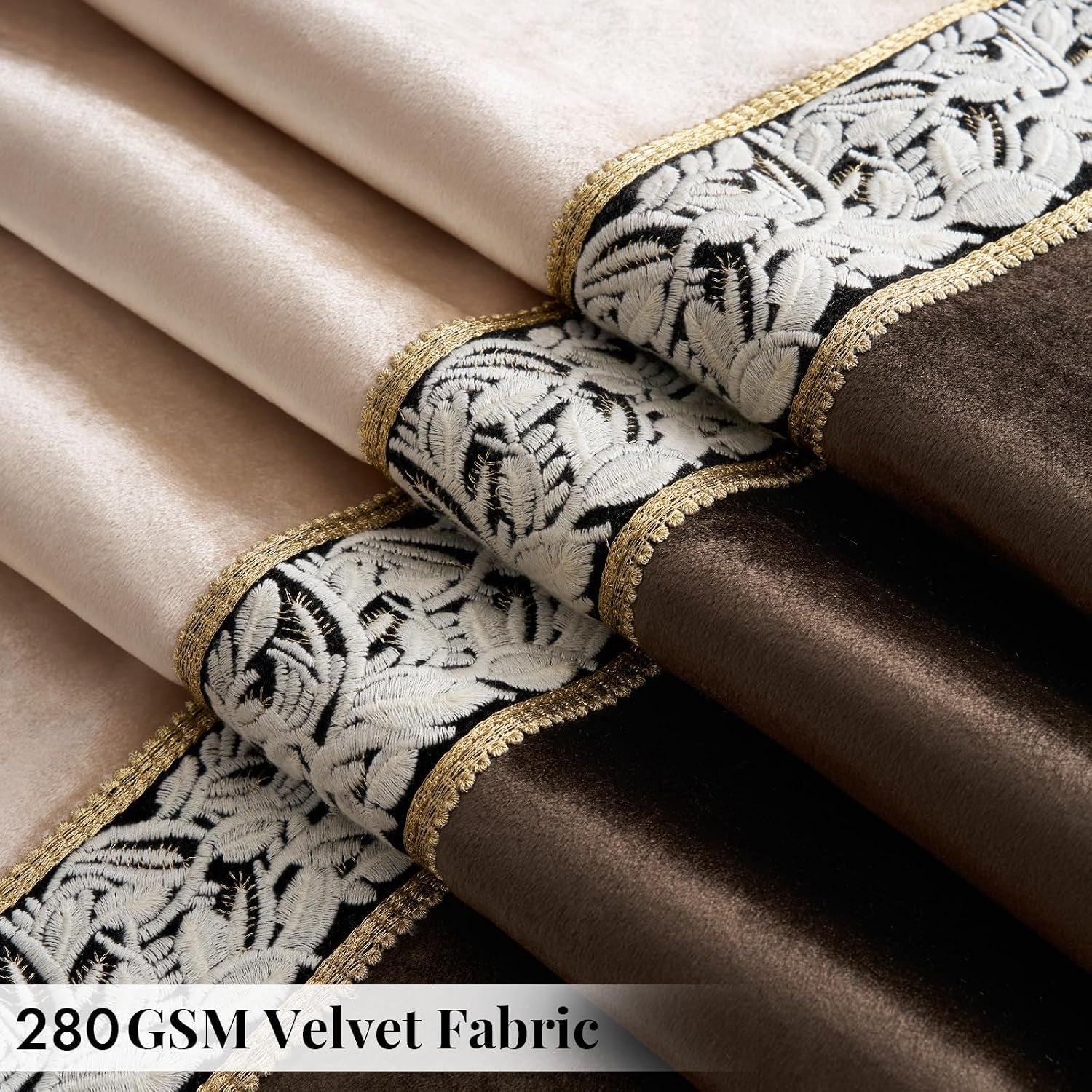 Velvet Curtains 84 Inch for Living Room 2 Panels Champagne Brown