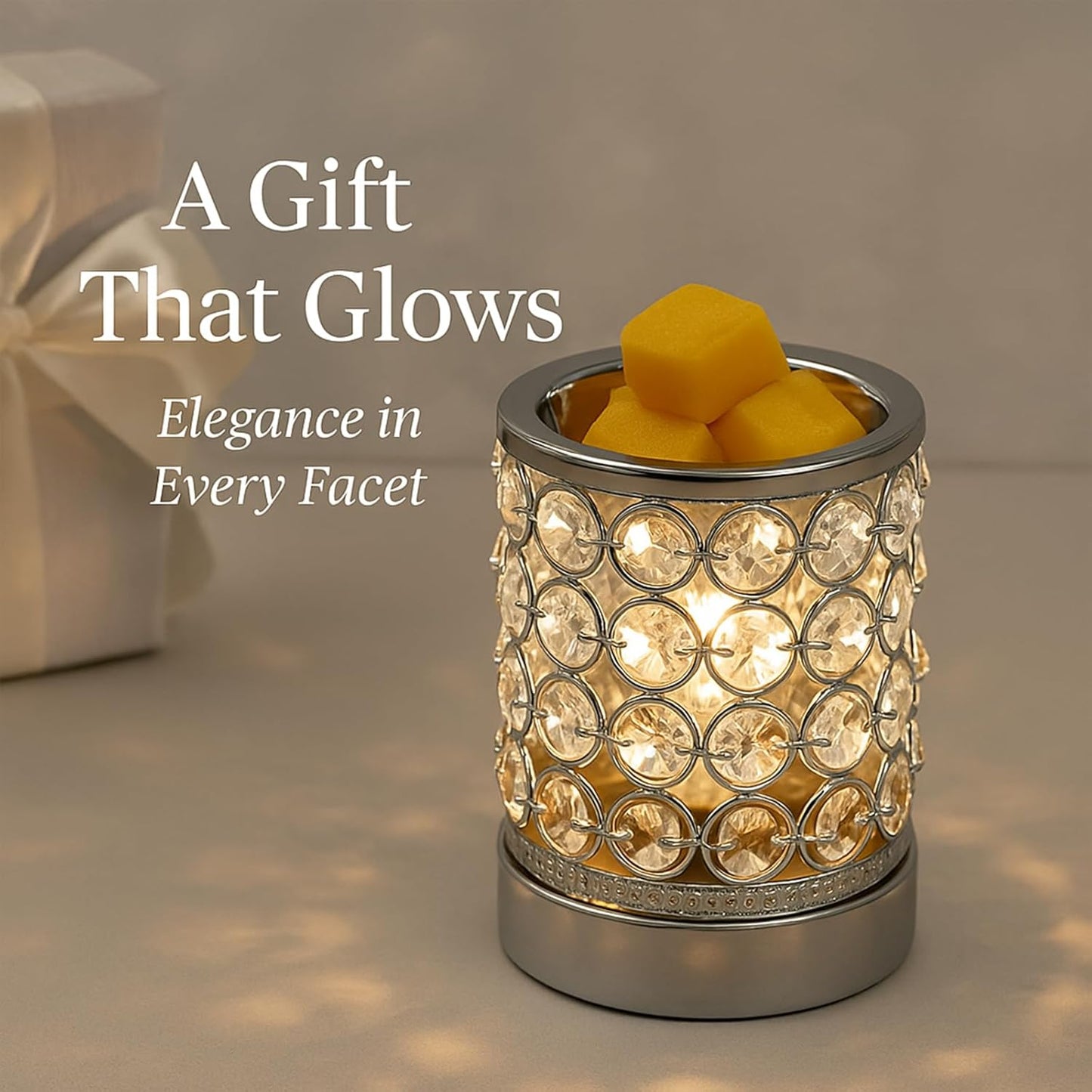 Electric Crystal Wax Melt Warmer - Bulb Heating, Elegant Crystal Design, Quickly Melts Wax Blocks, Releases Long-Lasting Fragrance