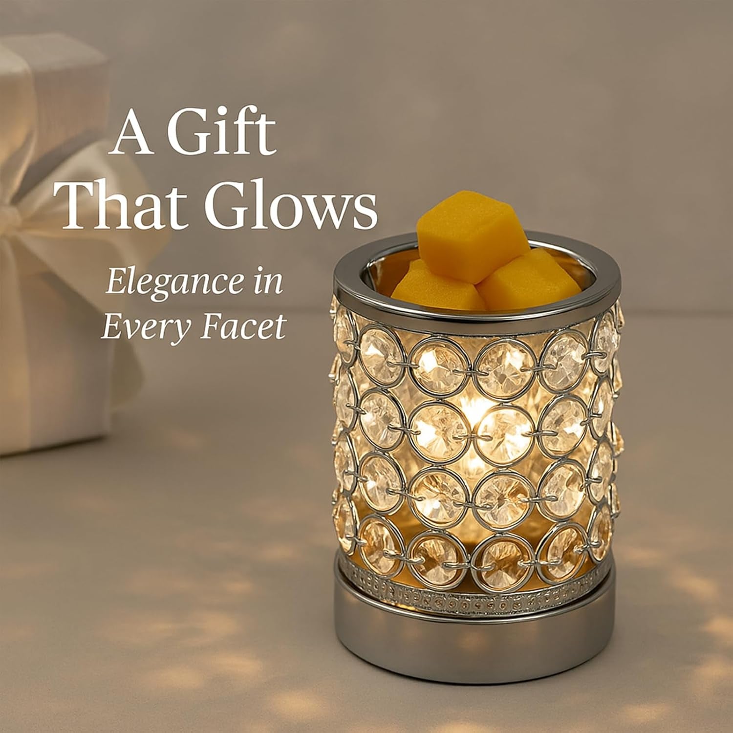 Electric Crystal Wax Melt Warmer - Bulb Heating, Elegant Crystal Design, Quickly Melts Wax Blocks, Releases Long-Lasting Fragrance