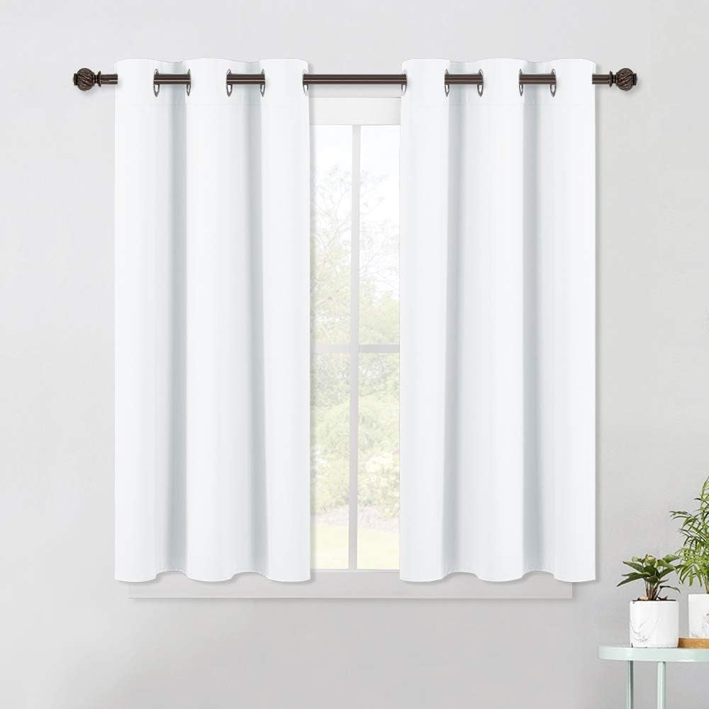 Window Draperies Curtains Panels - Blocking Out 50% Sunlight Curtains (2 Panels, 42 by 45, White)