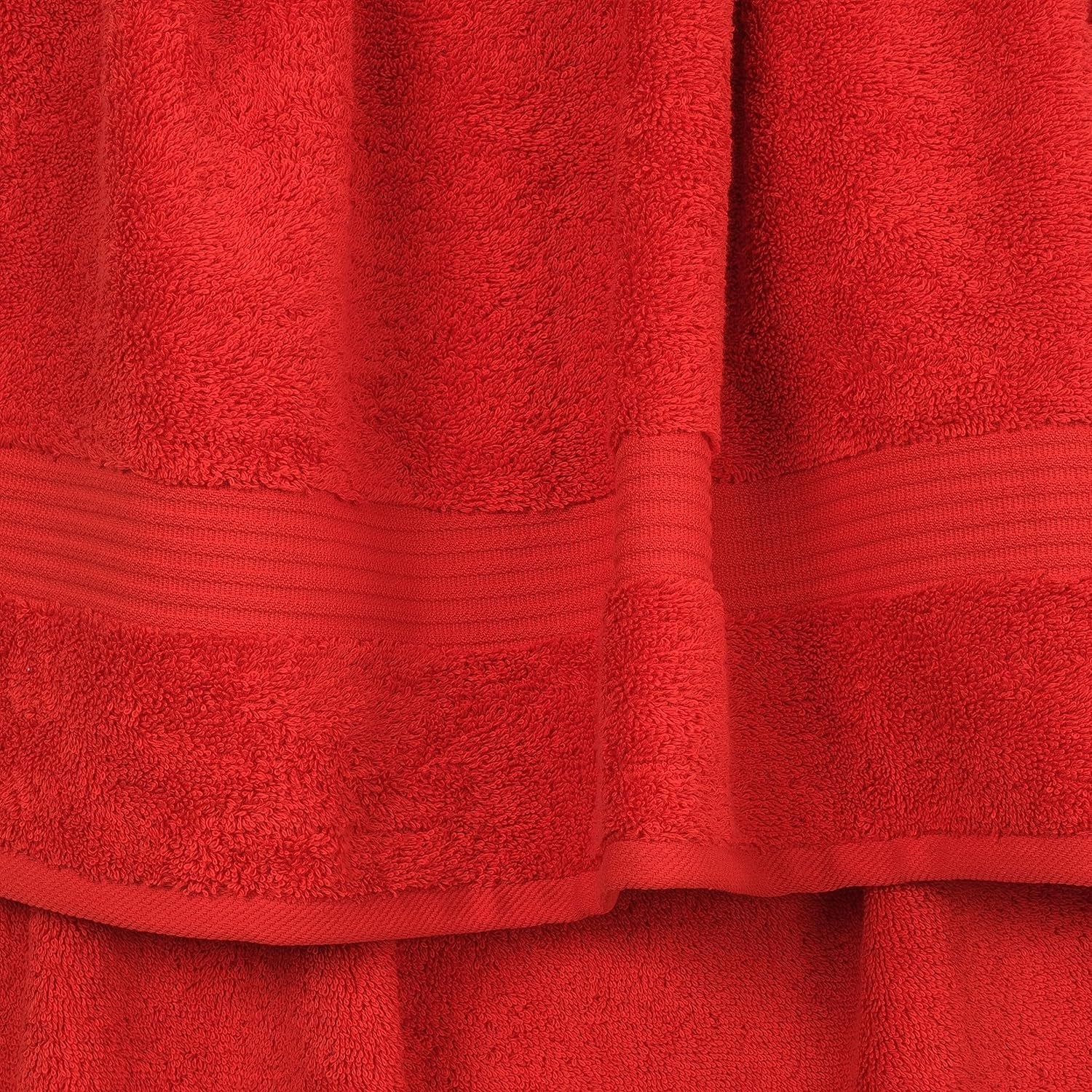 6 Piece Towel Set, 100% Cotton Soft Absorbent Turkish Towels, Red Towel Set