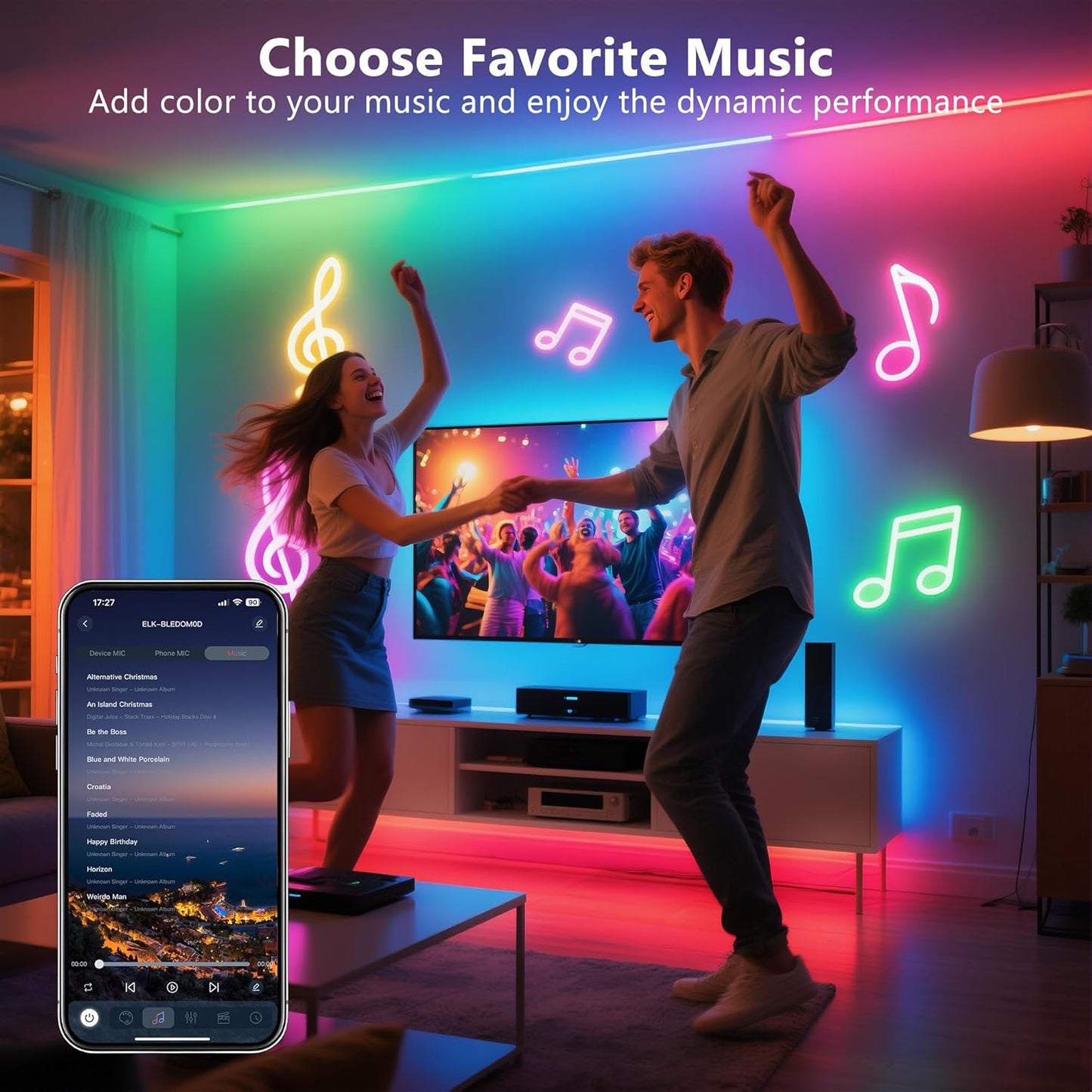 Led Strip Lights 8.2Ft for 40-60In TV, USB LED TV Backlight Kit with Remote - 16 Color 5050 Leds Bias Lighting for HDTV