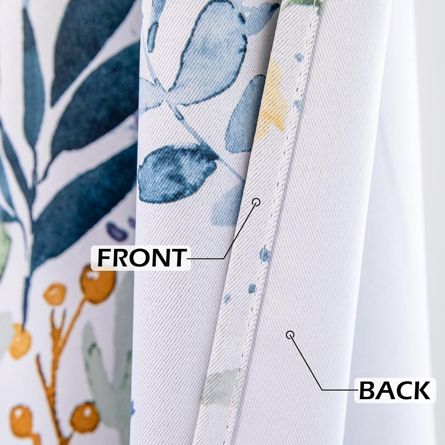 Floral Curtains 84 Inches Long Living Room Curtains Room Darkening Curtains Thermal Insulated, 2 Panels, Yellow and Blue