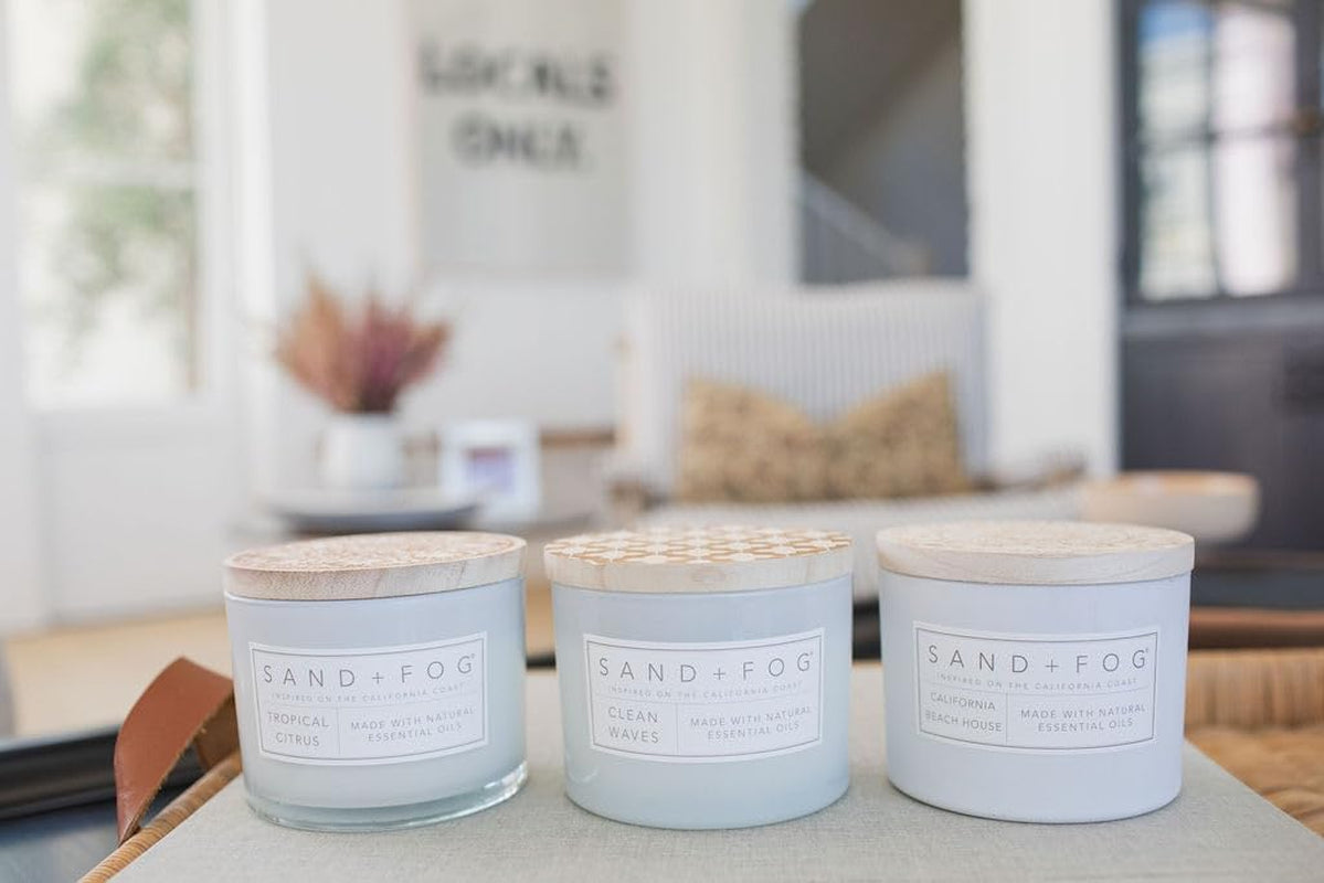 Scented Candle - California Beach House – Additional Scents and Sizes – 100% Cotton Lead-Free Wick - Luxury Air Freshening Jar Candles - Perfect Home Decor – 12Oz