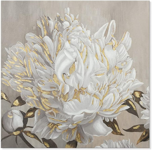 Floral Wall Art White Blooming Flower Canvas Pictures Modern Paintings 24" X 24"