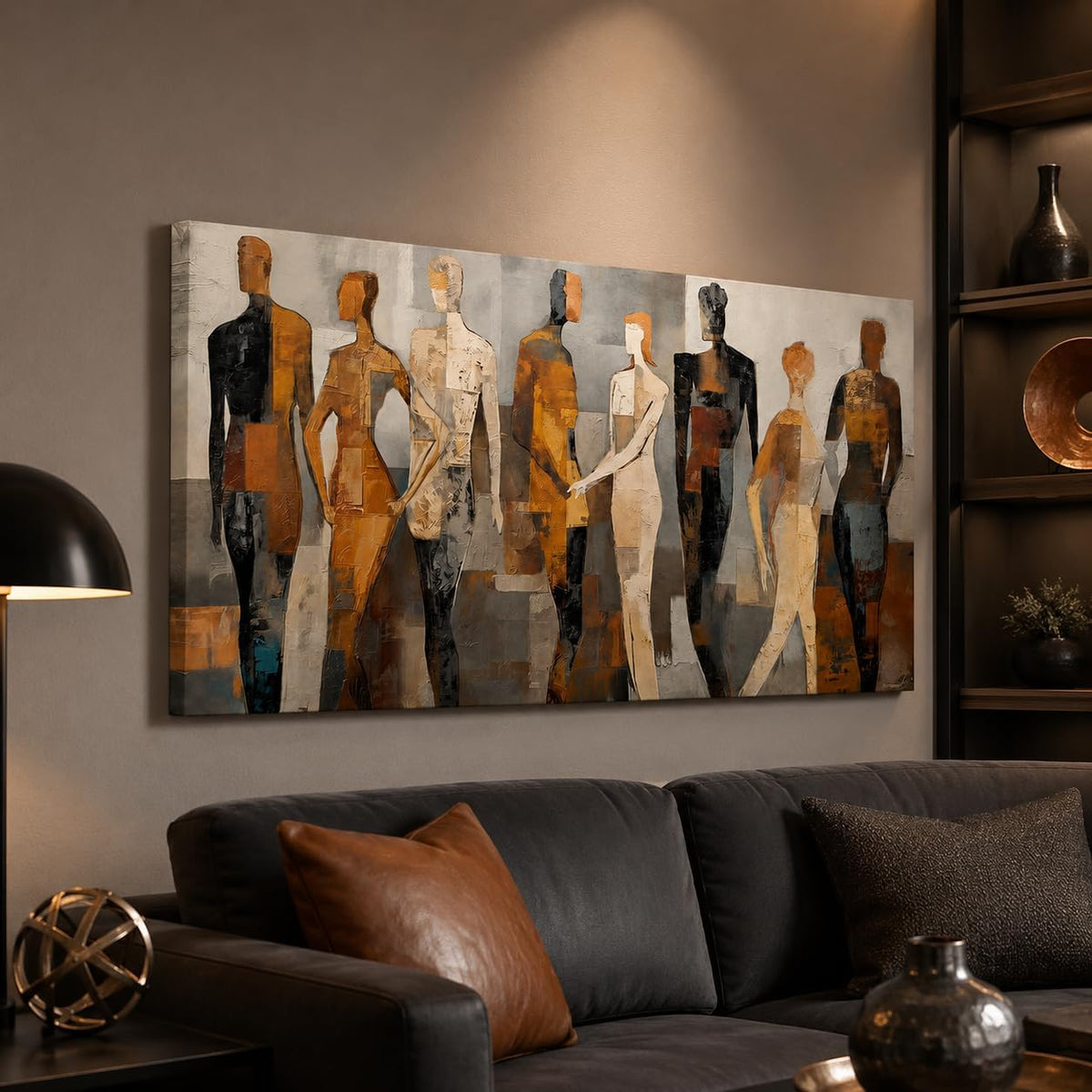 Large Abstract People Canvas Wall Art for Living Room, 40 X 20 Inches