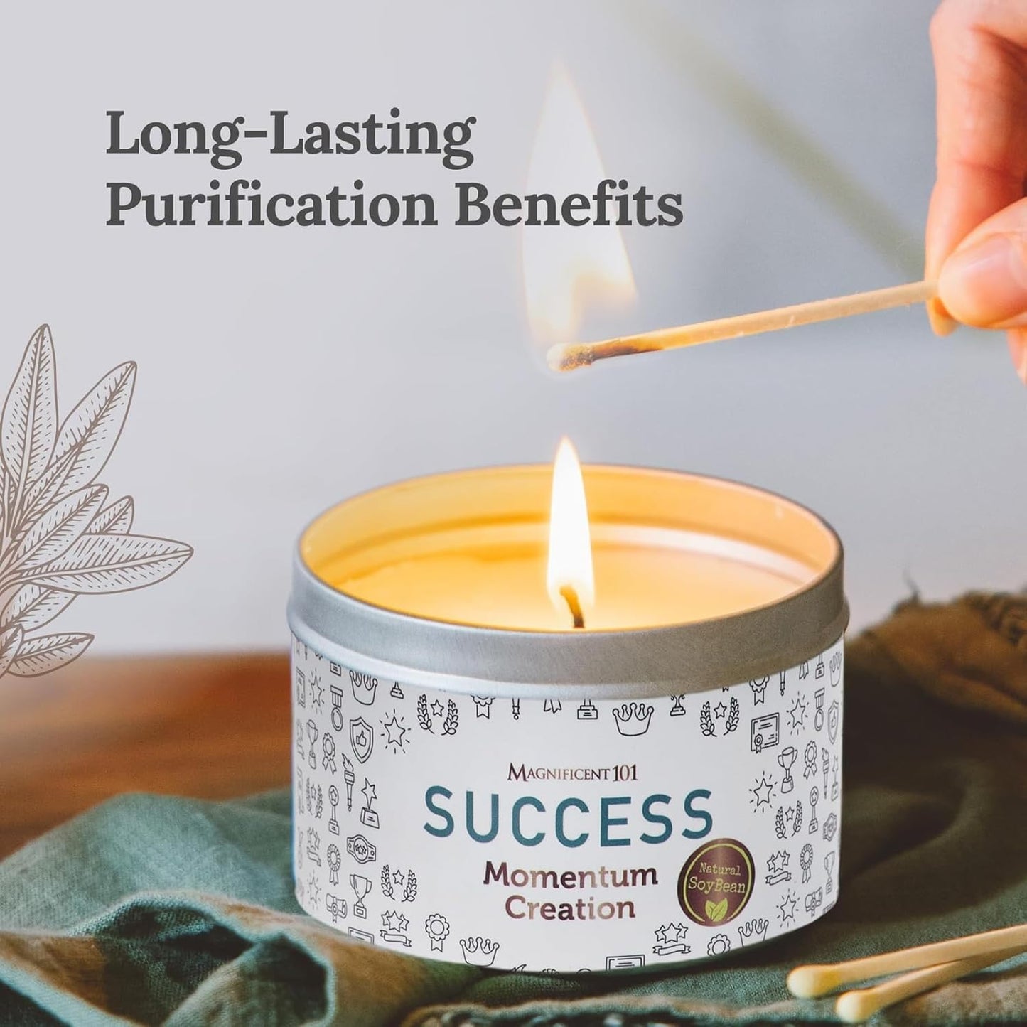 Long Lasting Momentum Creation Candle for Success | 6 Oz - 35 Hour Burn | Sage, Bergamot & Sandalwood Scented Soy Wax Candle for House Energy Cleansing & Manifestation