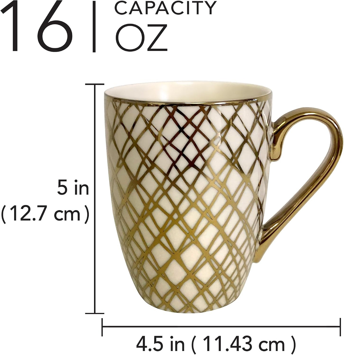 Matrix Gold Porcelain Coffee & Tea Mug Set – Premium Fine Porcelain with Elegant Gold-Plated Finish (Not Microwave Safe), Luxury Drinkware for Everyday Dining, Entertaining & Special Occasions