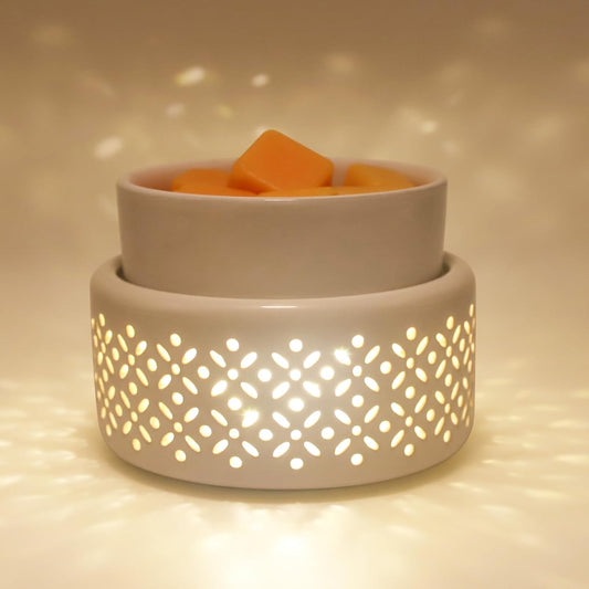Ceramic Wax Melt Warmer - LED Night Light Candle Wax Warmer for Scented Wax, Electric Fragrance Wax Melter for Home