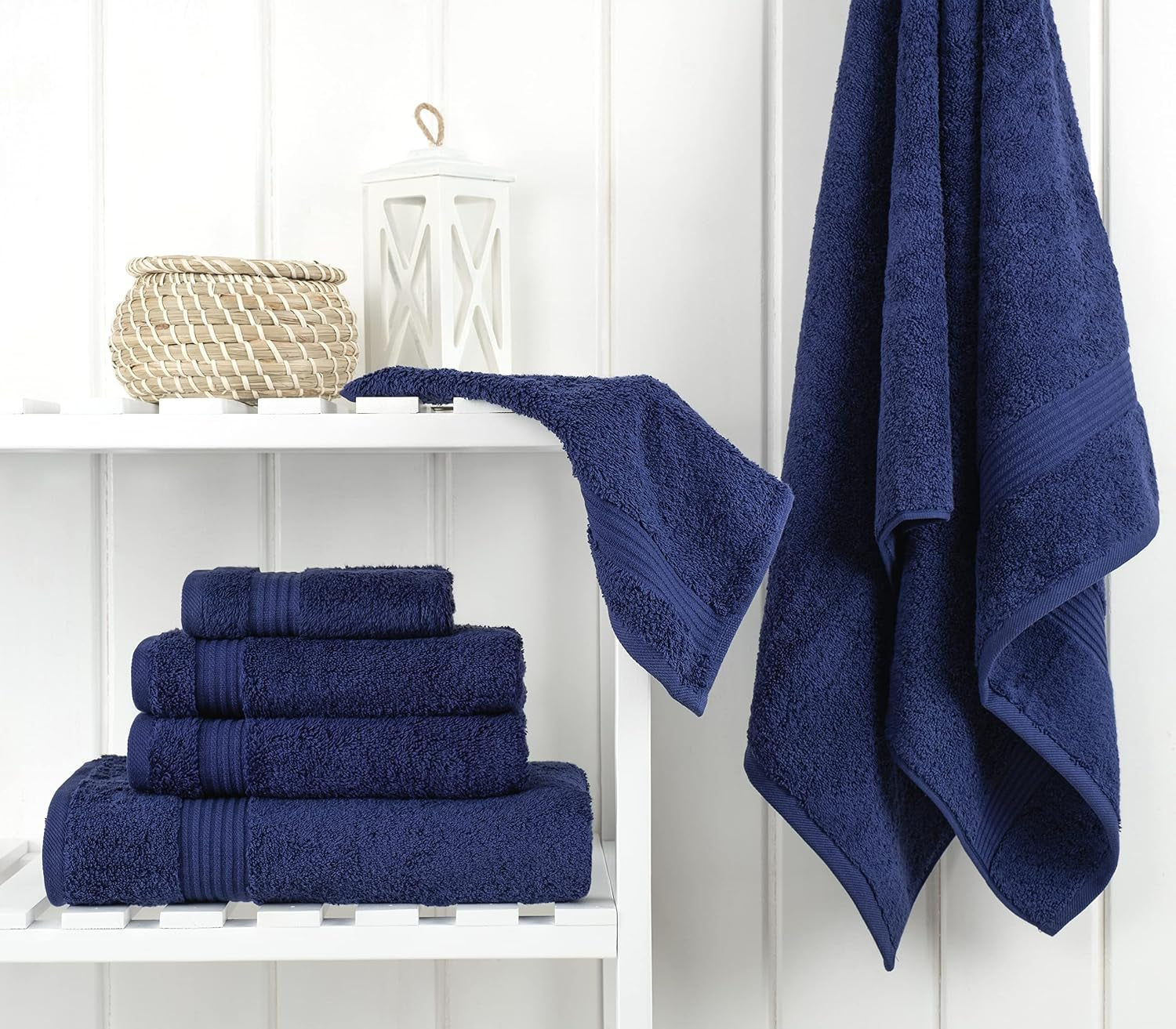 Cotton Turkish Towel Set, Soft Absorbent Quick Dry, 6 Piece Towel Set, Navy Blue