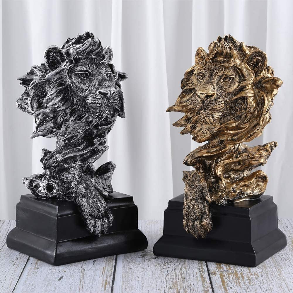 Sandstone Lion Figurines - the King of Beasts, Silver Color (HH17-D3)
