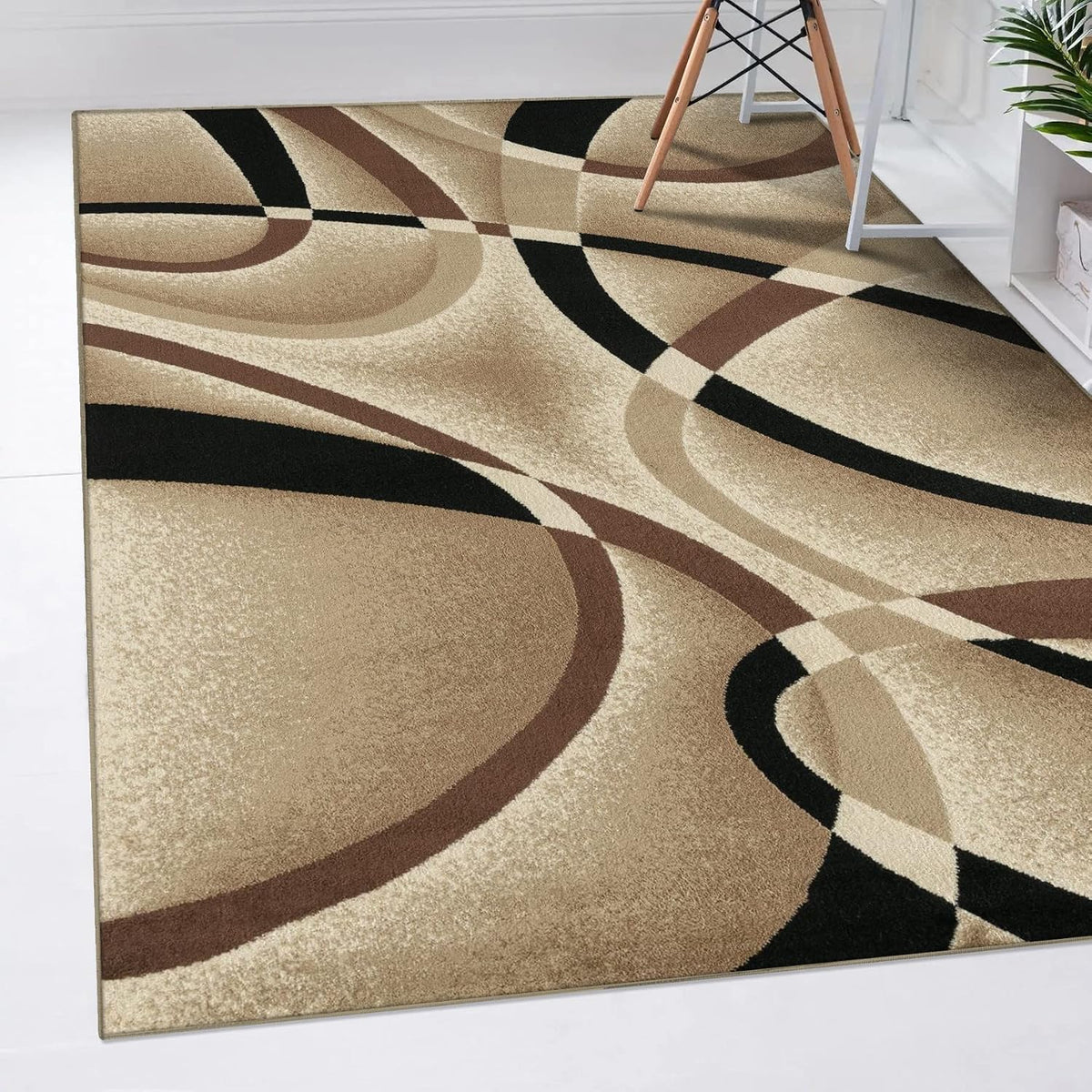 Luxe Weavers Geometric Abstract Area Rug Beige 4X5