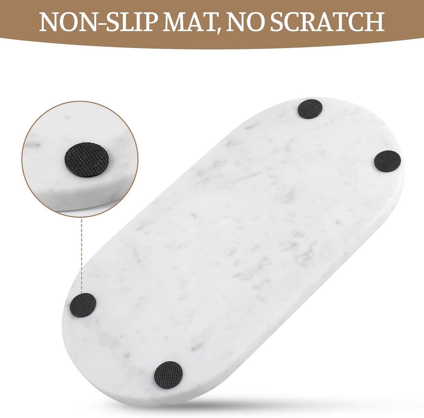 Bianco Carrara Countertop Decorative Marble Tray, 12"X6" 