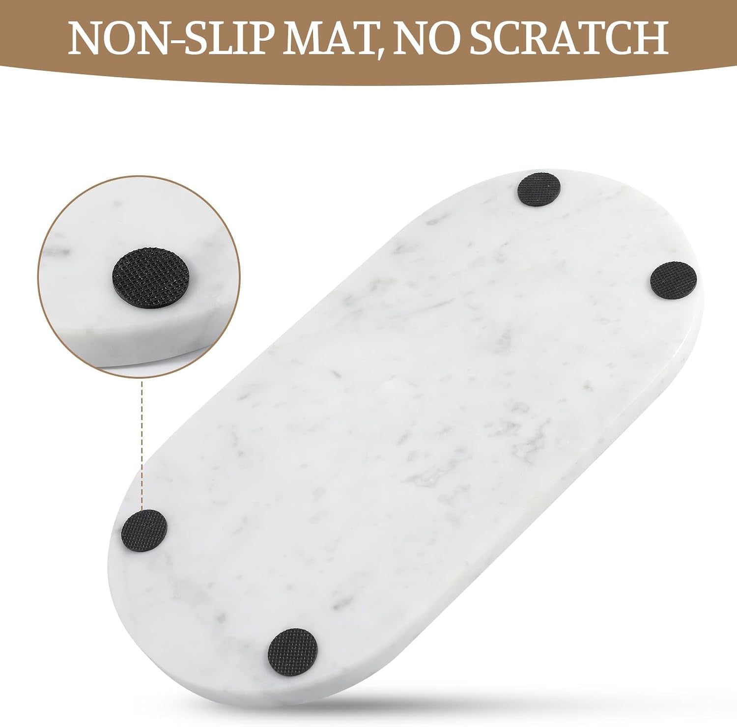 Bianco Carrara Countertop Decorative Marble Tray, 12"X6" 