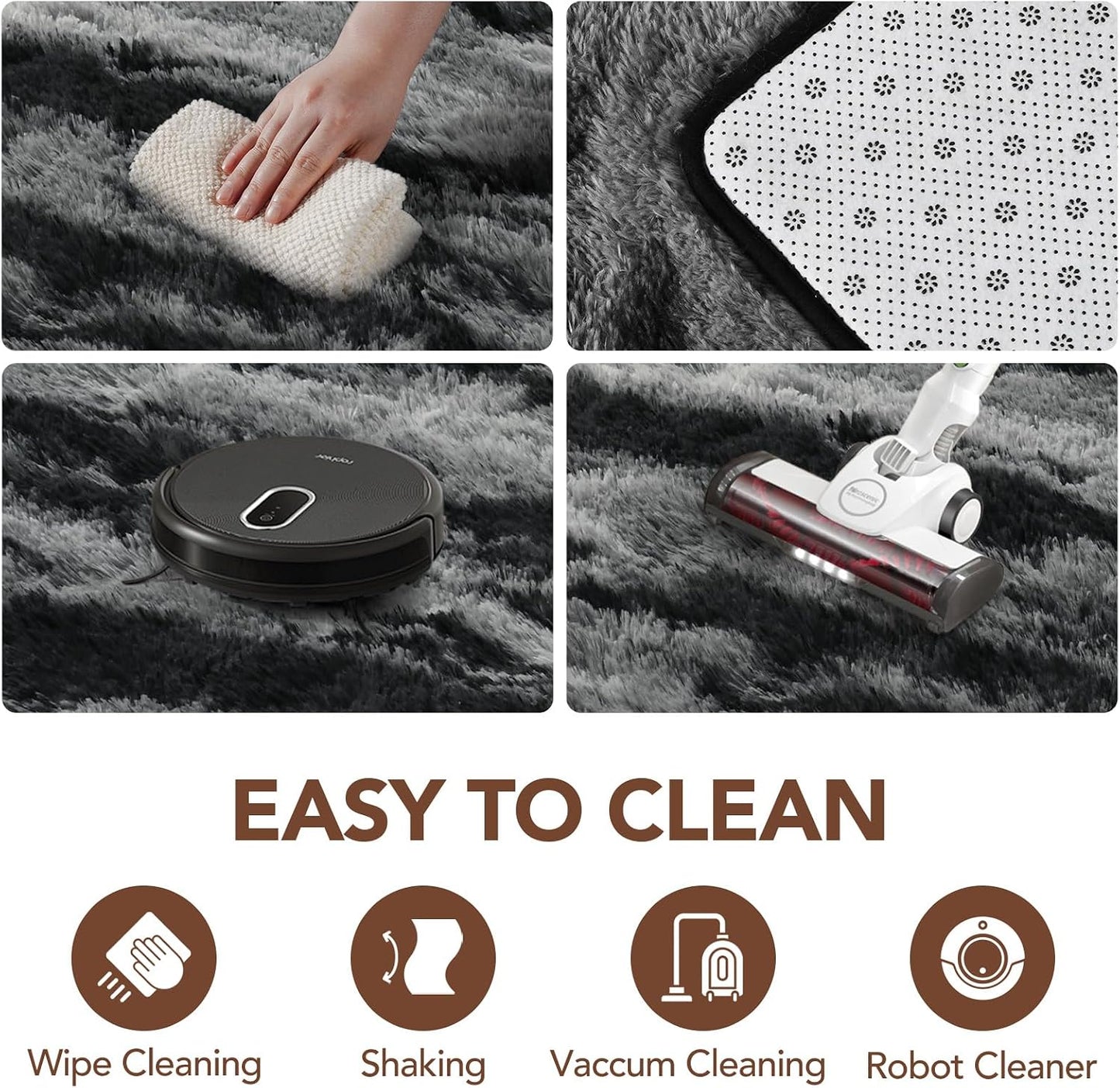Fluffy Area Rug,4X6 Non-Slip (Tie-Dye Striped Black) 