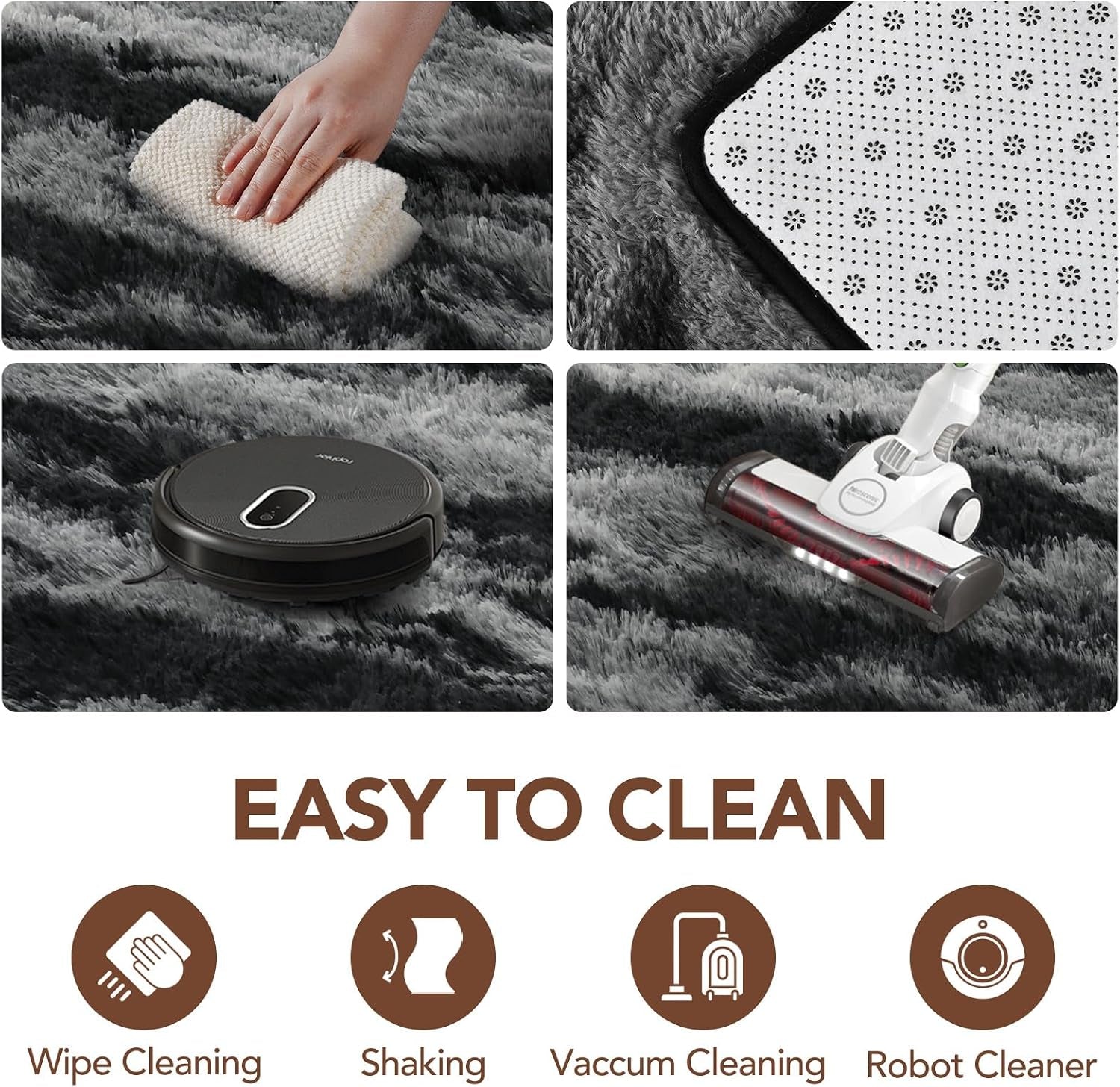 Fluffy Area Rug,4X6 Non-Slip (Tie-Dye Striped Black) 
