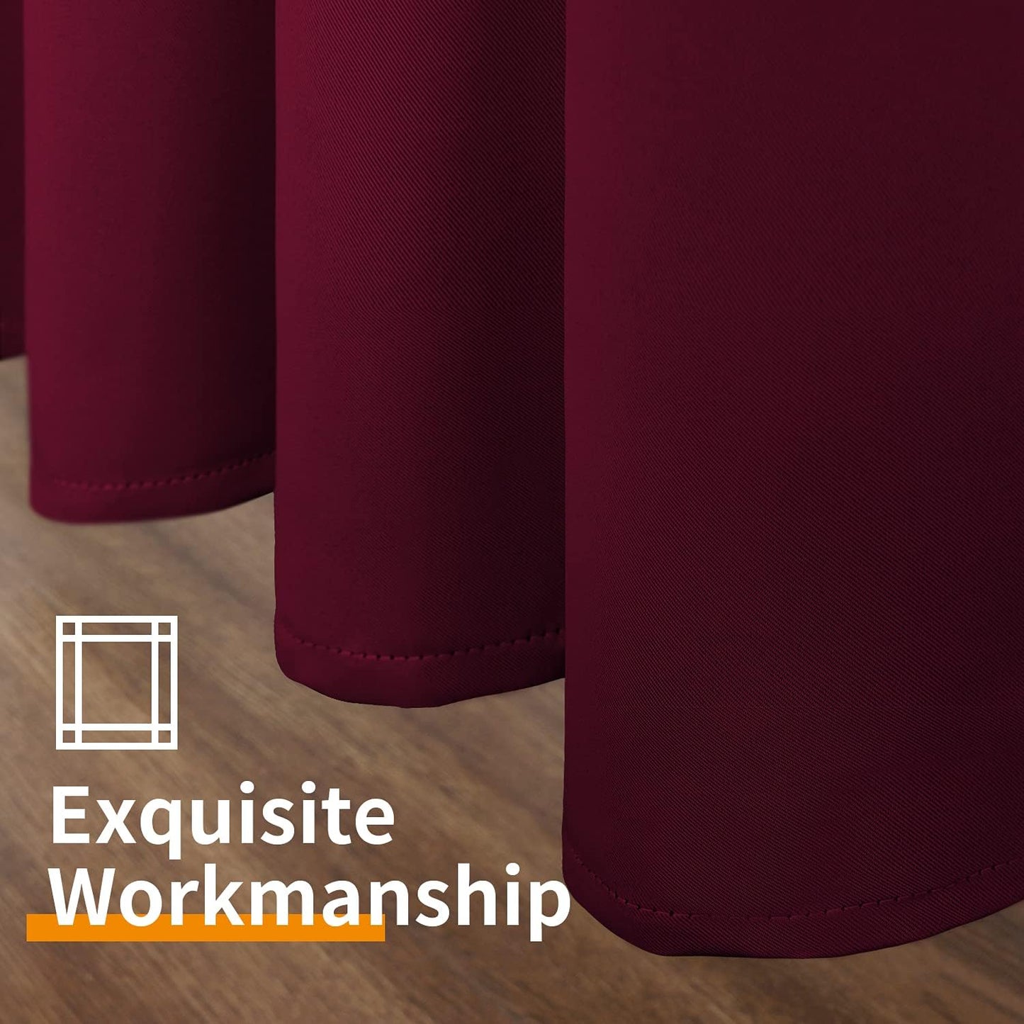 Burgundy Blackout Curtains 84 Inch Length 2 Panels - Thermal Insulated with Grommet Room Darkening Long Drapes, 52 X 84 Inch