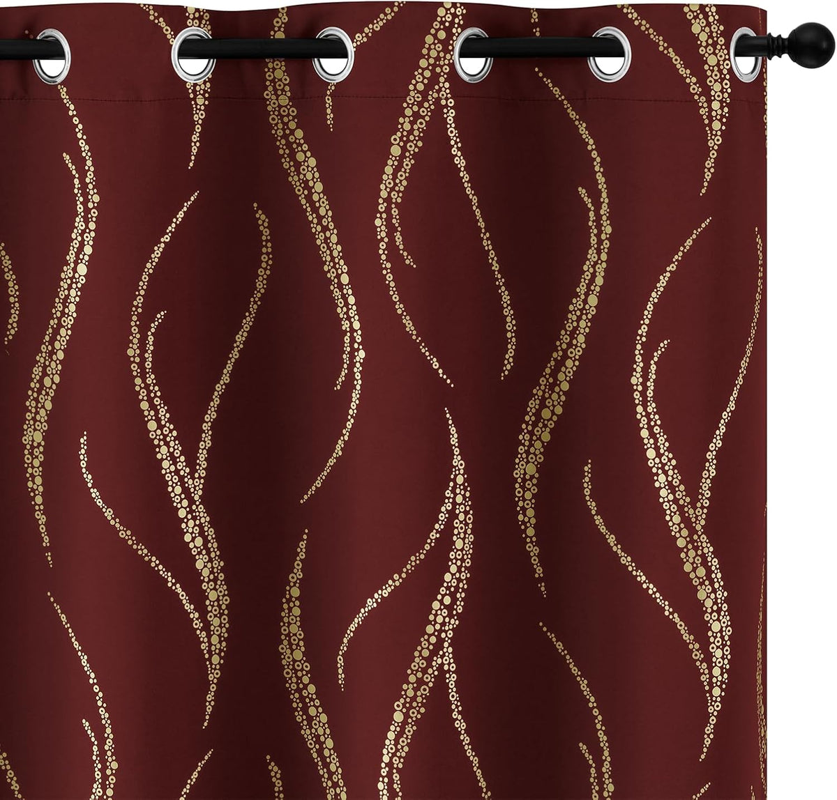 Burgundy Blackout Curtains for Livingroom Foil Print W52 X L84-Inch