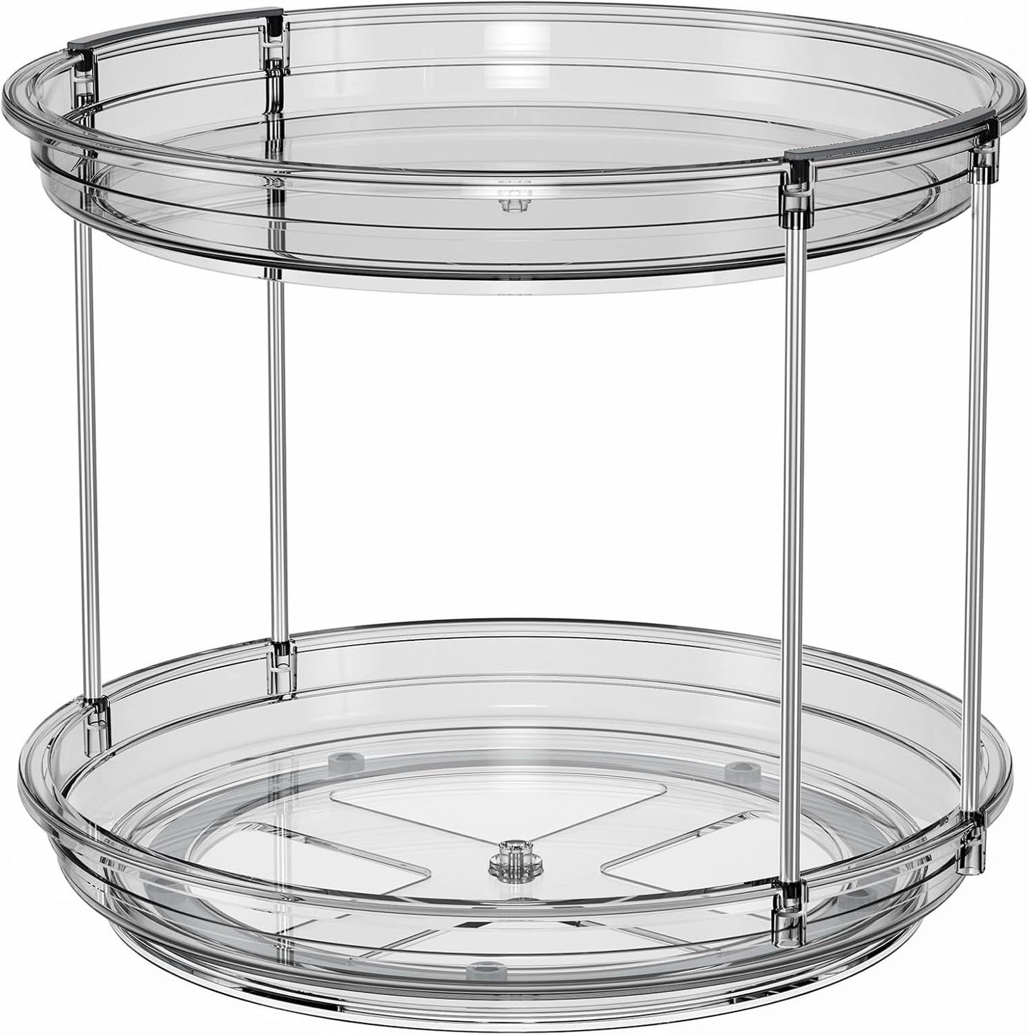 2 Tier Lazy Susan Turntable Organizer 9.25'' Rotating Spice Rack Organization for  Kitchen, Grey