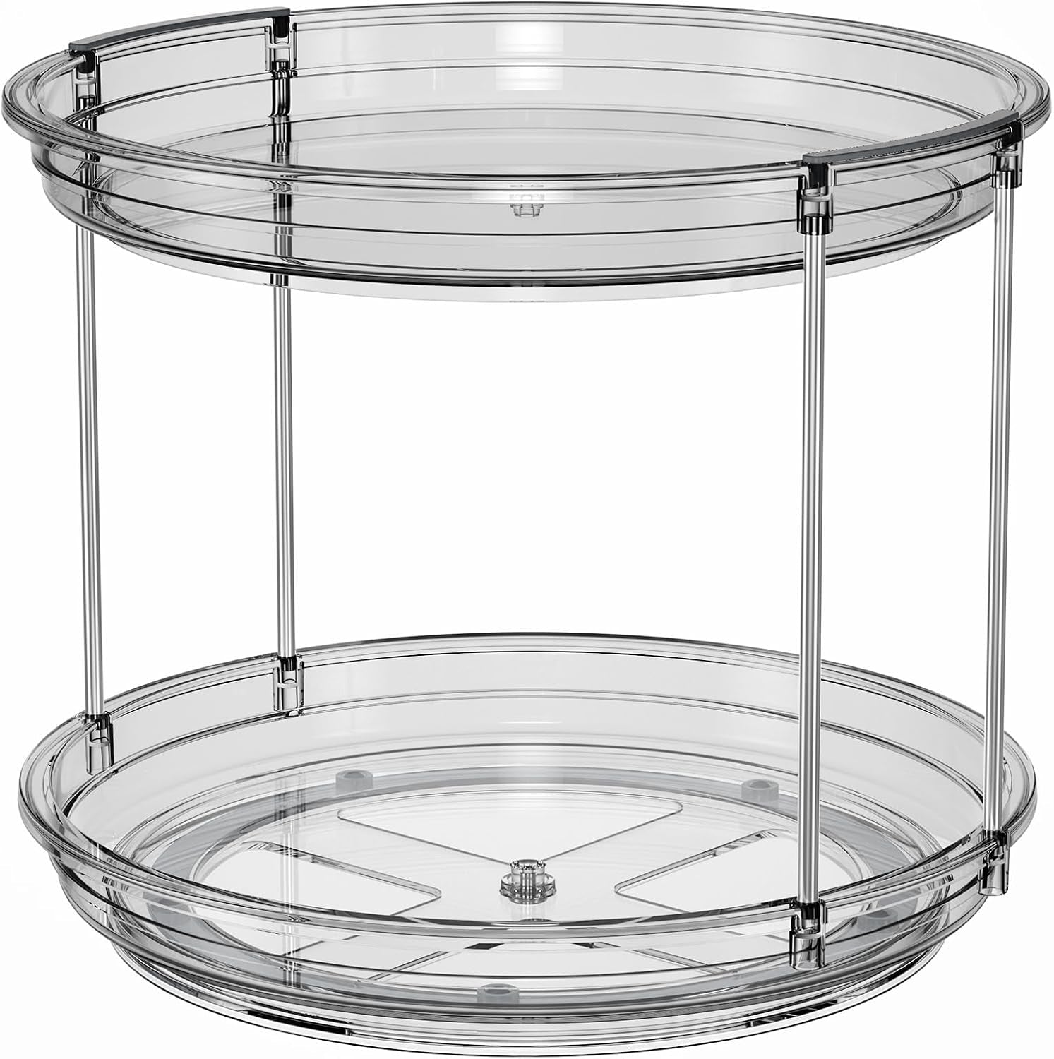 2 Tier Lazy Susan Turntable Organizer 9.25'' Rotating Spice Rack Organization for  Kitchen, Grey