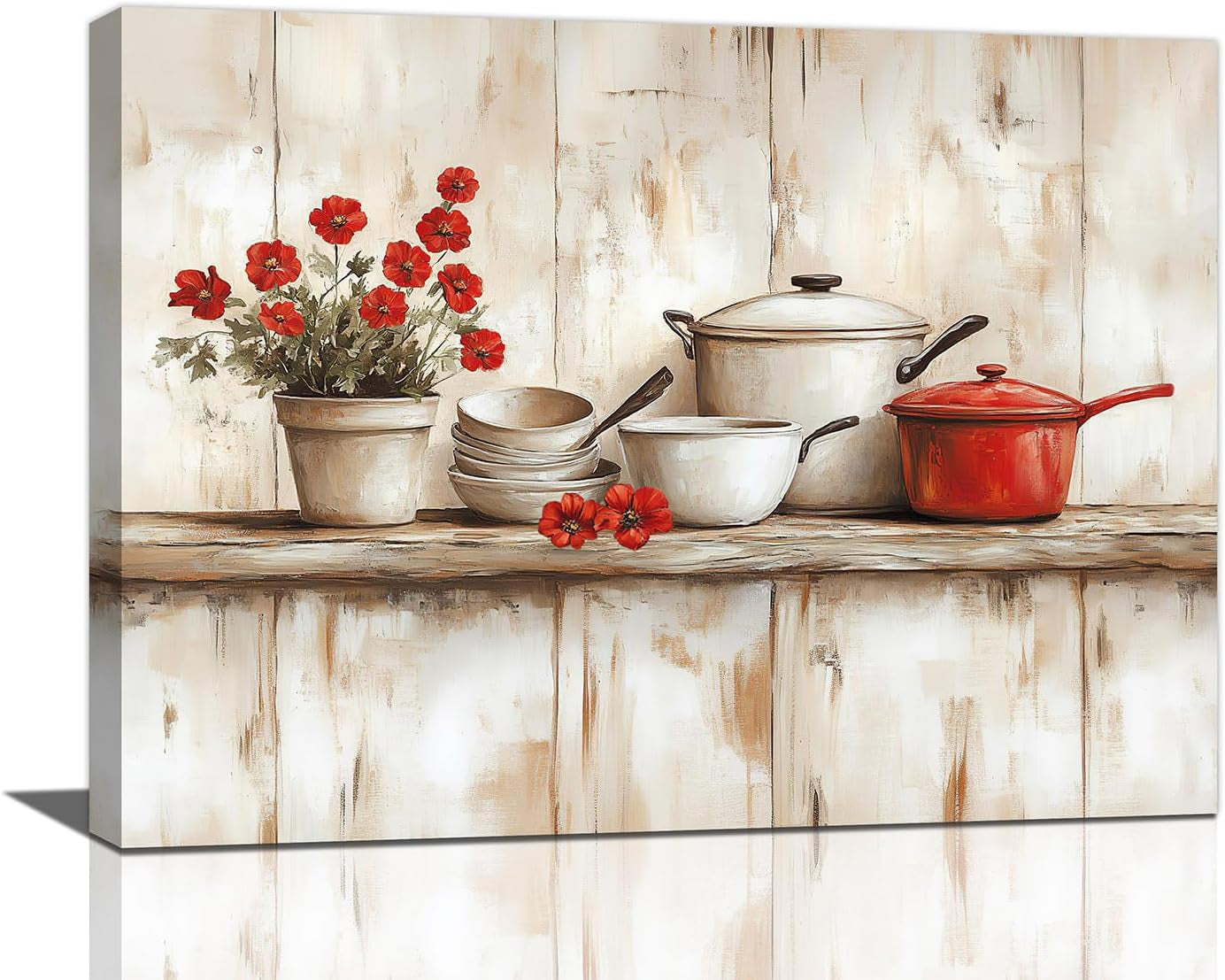 Rustic Kitchen Wall Art, Farmhouse Flower Pictures Wall Decor, 16"X12"