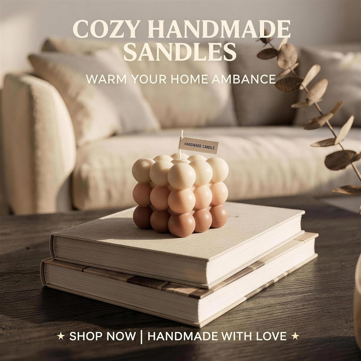 Gradient Square Scented Candle - Floral Soy Wax Block Design