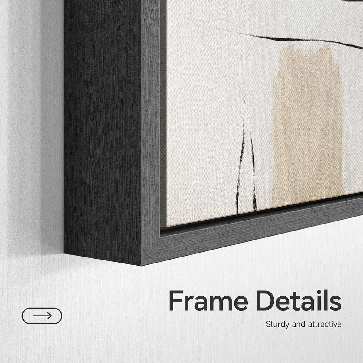 Framed Modern Abstract Black and White Wall Art for Living Room, 11X14 Inch