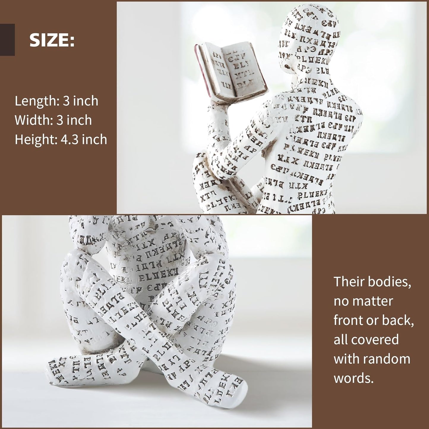 Home Decor Pulp Reading Women Thinker Statue Aesthetic Sculpture